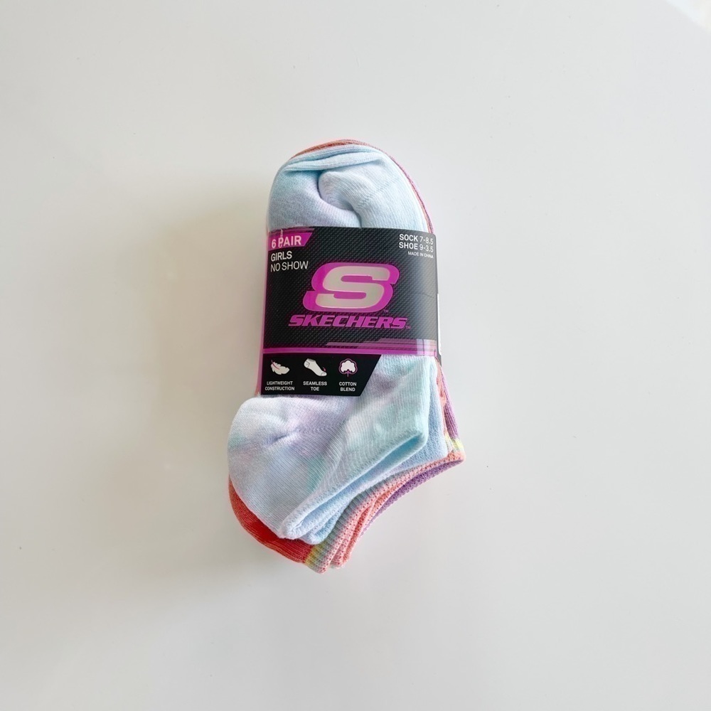 Skechers 6 Pack Girls No Show Socks - 7 - 8.5